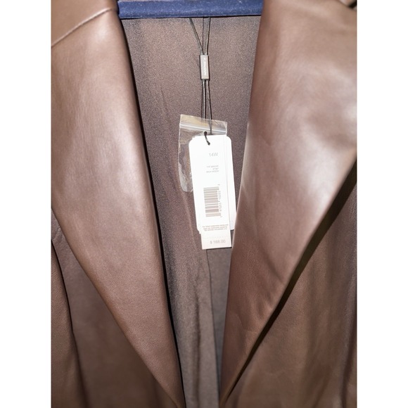T-Tahari Vegan Leather Ruched Sleeve Blazer Size 14 - Picture 9 of 15